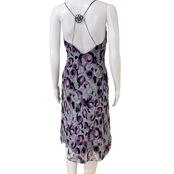 VTG. LAUNDRY Shelli Segal Fairy silk slip Dress Women's 6 purple artsy w pin - Picture 2 of 11